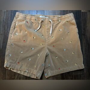 PacSun Volley Unisex corduroy tan short pockets embroidery flowers size Mens L